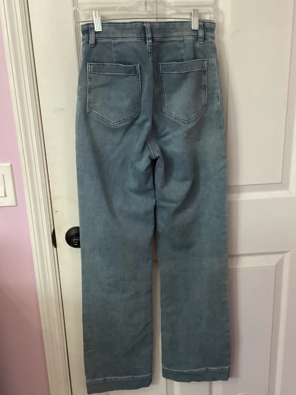 Faherty Light Blue High-Rise Wide-Leg Stretch Terry in Riverton